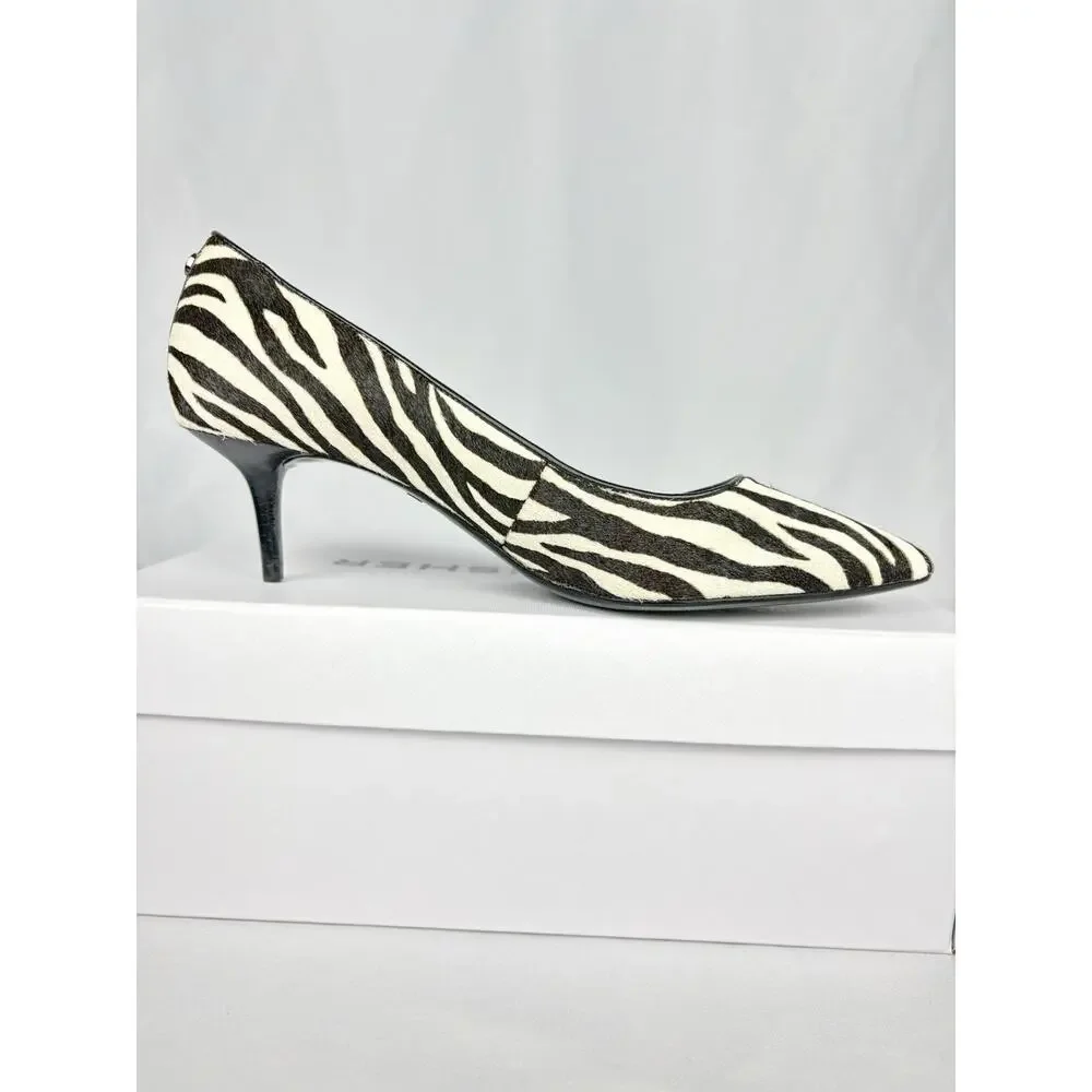 MICHAEL Michael Kors Zebra Calf Hair Kitten Heel Pumps Pointed Toe Women’s 6.5